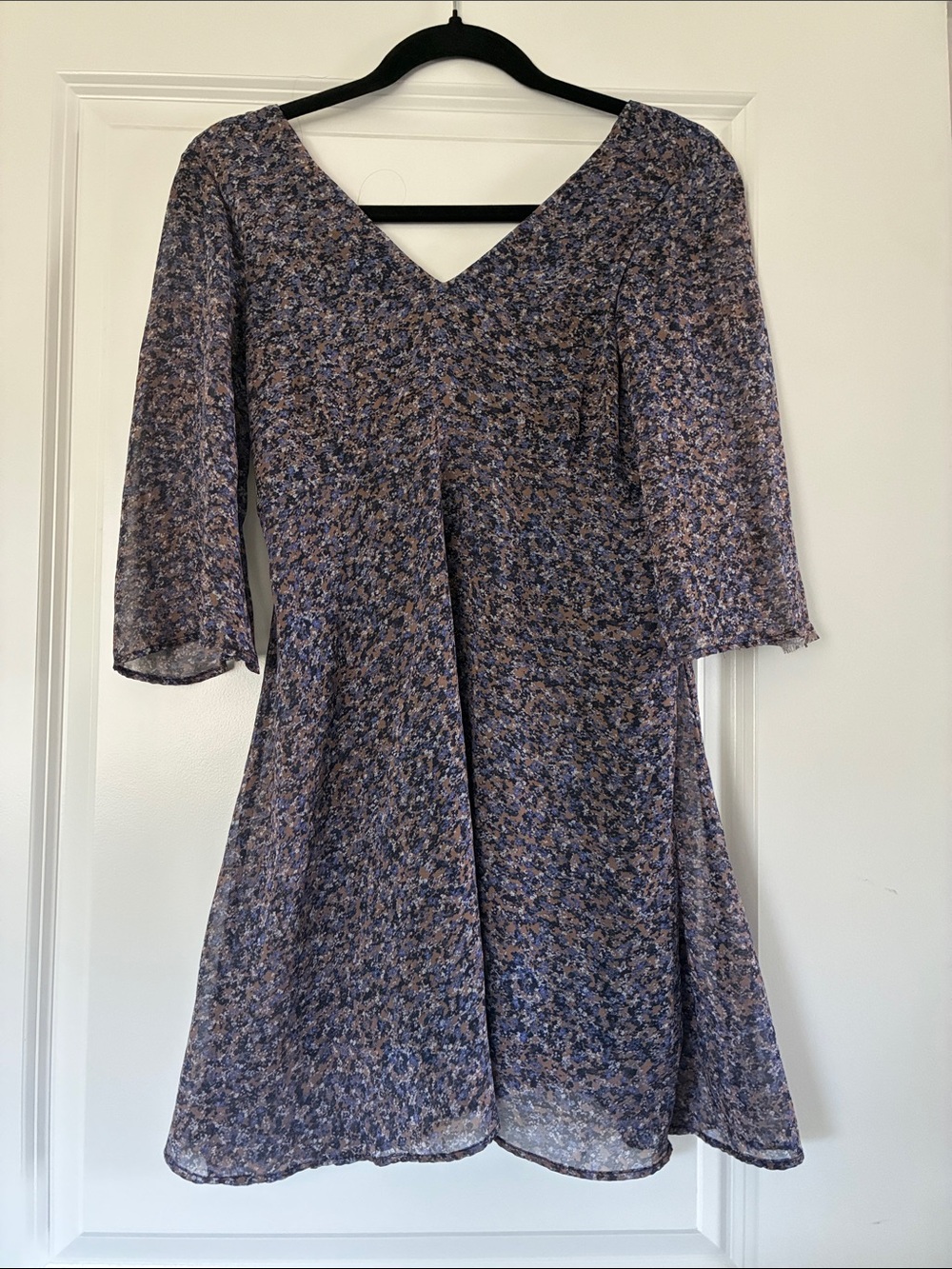Mango Women’s Floral V-Neck Swing Mini Dress in Lavender